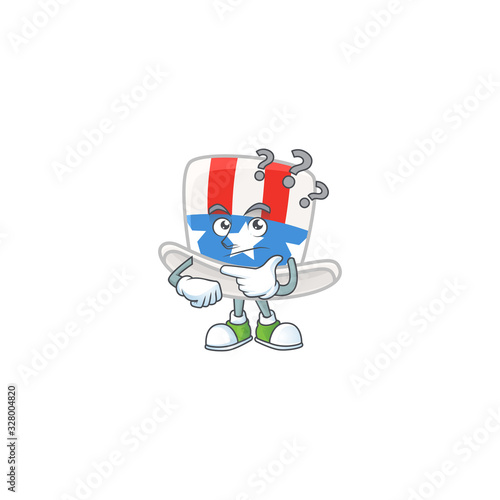 Uncle sam hat cartoon mascot style in a confuse gesture © kongvector