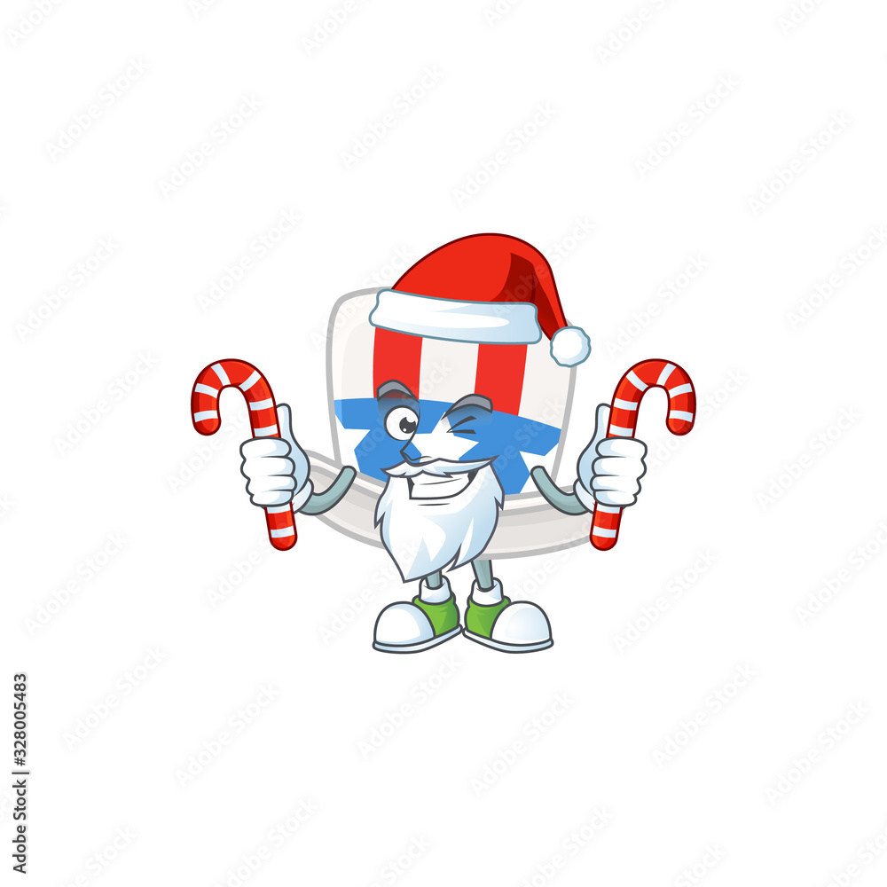cartoon mascot style of uncle sam hat in Santa costume with candy cartoon mascot style of uncle sam hat in Santa costume with candy
