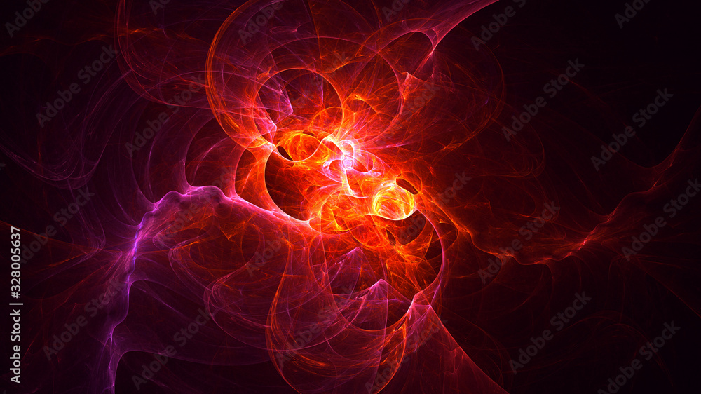 3D rendering abstract red fractal light background 3D rendering abstract red fractal light background