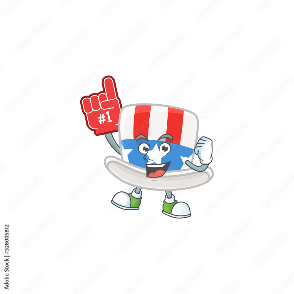 A cartoon design of uncle sam hat holding a Foam finger A cartoon design of uncle sam hat holding a Foam finger
