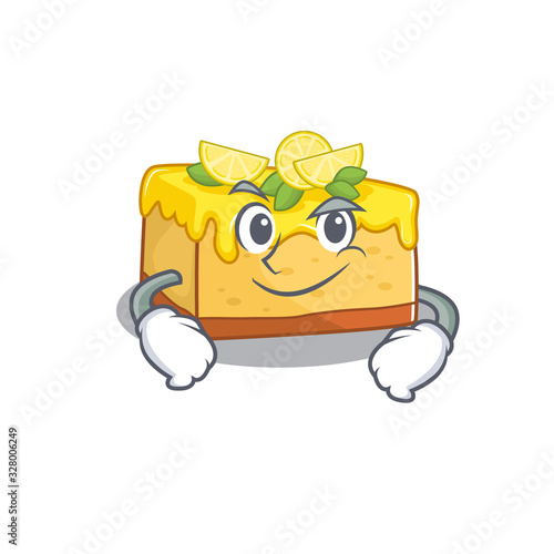 Cool lemon cheesecake mascot character with Smirking face