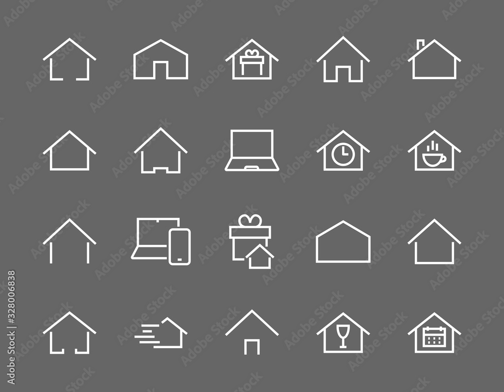 Simple set of color editable house icon templates. Contains such icons, home calendar, coffee shop and other vector signs isolated on a white background for graphic and web design Simple set of color editable house icon templates. Contains such icons, home calendar, coffee shop and other vector signs isolated on a white background for graphic and web design