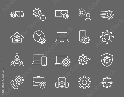 A simple set of settings and options related to Vector Line Icons. Contains icons such as set time, business, phone, and more. Editable Stroke.. 480x480