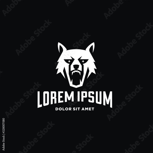 Fototapeta wolf head roaring logo icon vector team mascot sports and template emblem badge