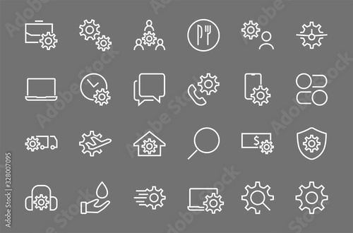 A simple set of settings and options related to Vector Line Icons. Contains icons such as set time, business, phone, and more. Editable Stroke.. 480x480