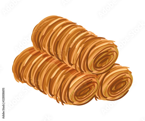 Arabic Cake with Cut into Sticks Dough Vector Illustration