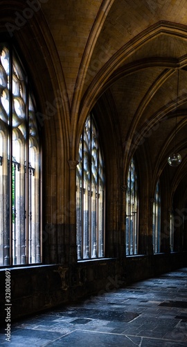 stained glass windows in gothic cathedral