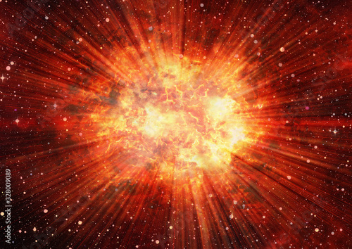bright explosion flash on a space background