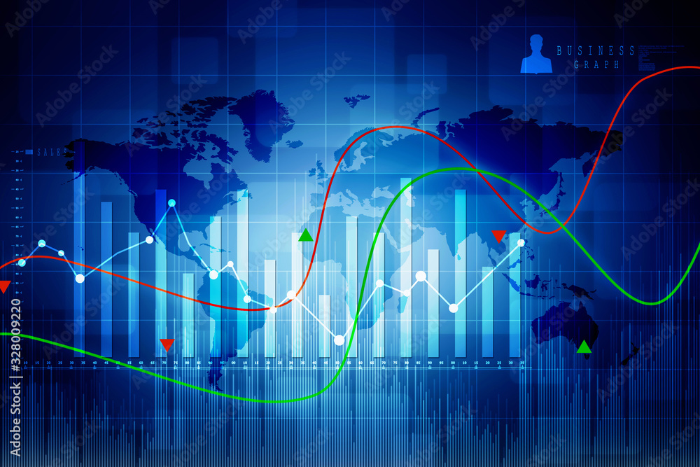 2d rendering Stock market online business concept. business Graph 2d rendering Stock market online business concept. business Graph