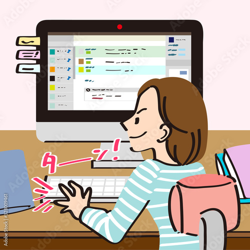 ドヤ顏で資料作成する女性