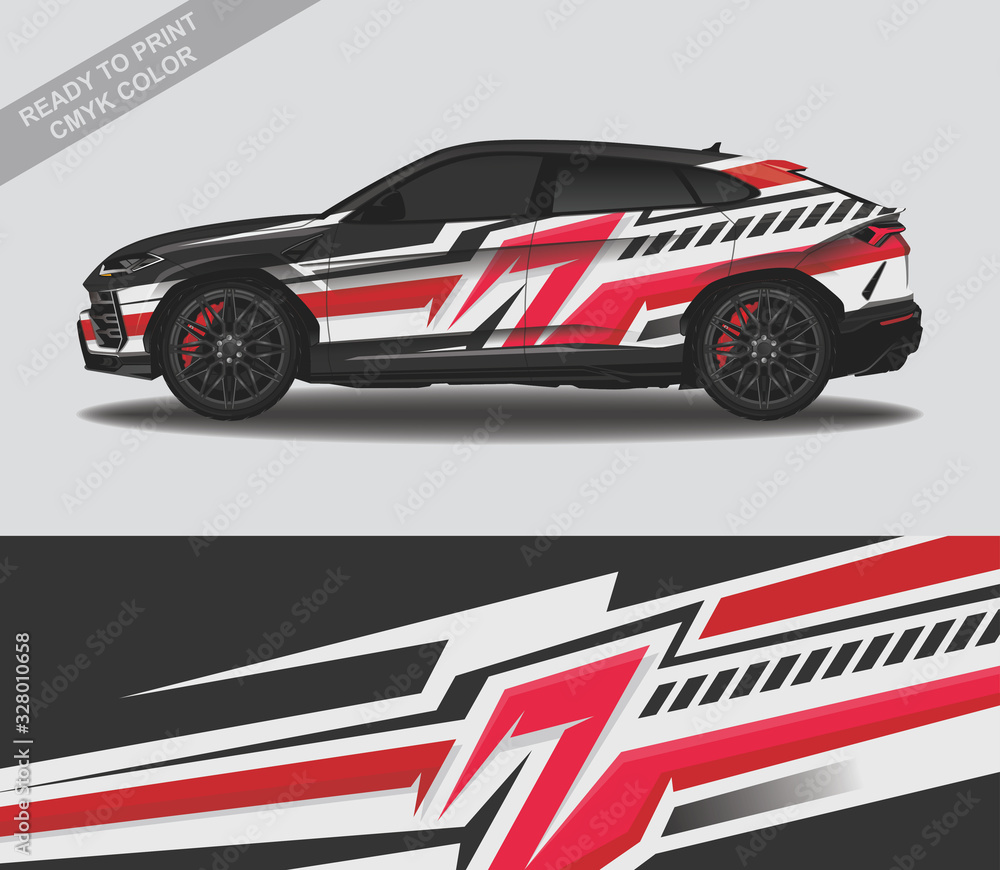 Car wrap decal design vector, custom livery race rally car vehicle sticker and tinting.