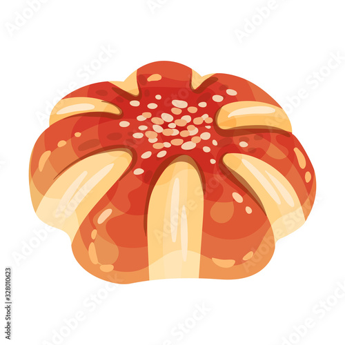 Sweet Round Pastry with Golden Brown Vector Food Element
