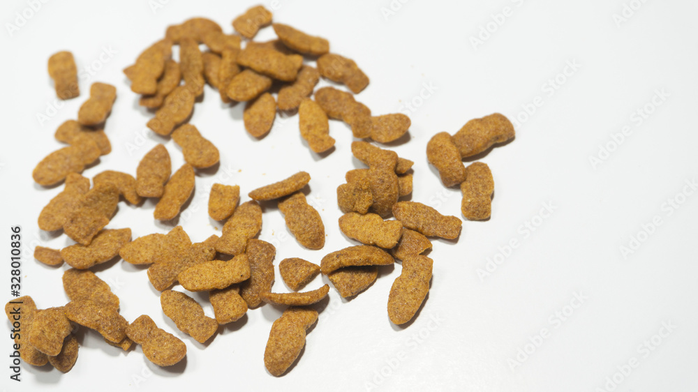 Fototapeta premium Dry Cat food in isolated mode, modern cat foods with more nutrition and vitamins