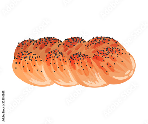 Sweet Braided Pastry with Golden Brown Vector Food Element