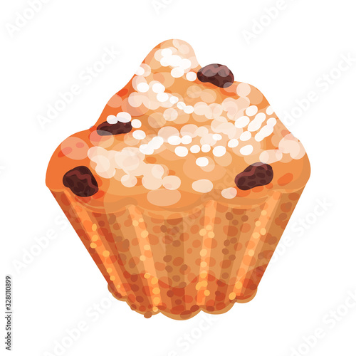 Sweet Muffin with Raisin Vector Food Element