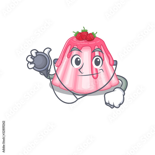 A mascot picture of strawberry jelly cartoon as a Doctor with tools