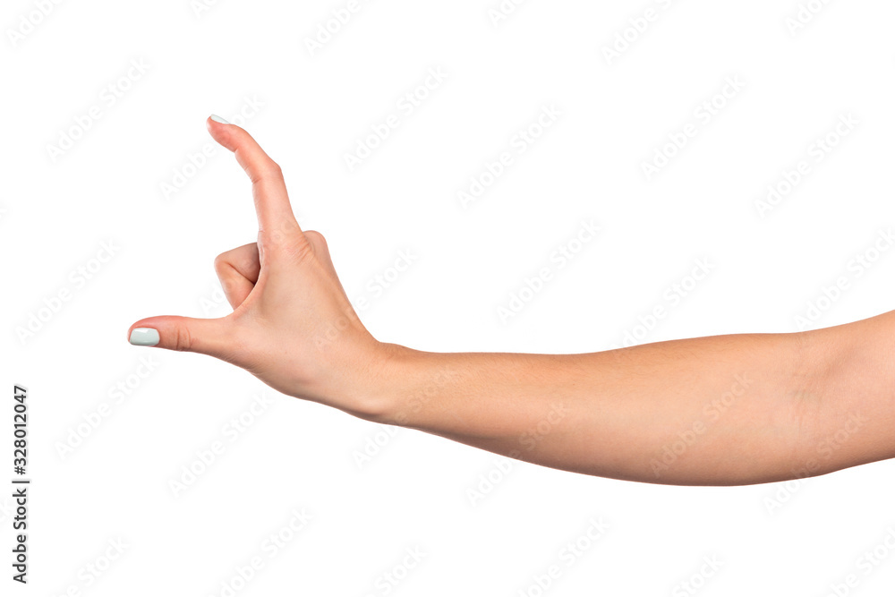 female hand isolated on white background showing hand gestures - Image female hand isolated on white background showing hand gestures - Image