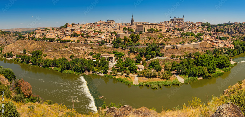 Panorama of the old historical city of Toledo, Spain