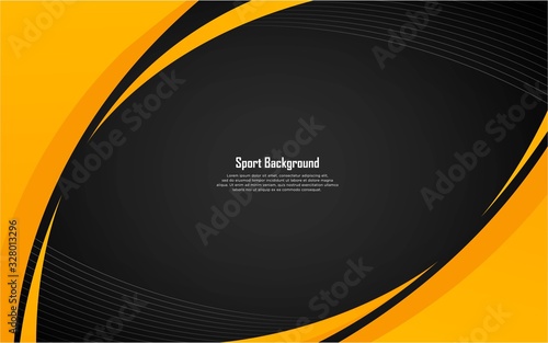 Abstract sport background with yellow shape and white stripes