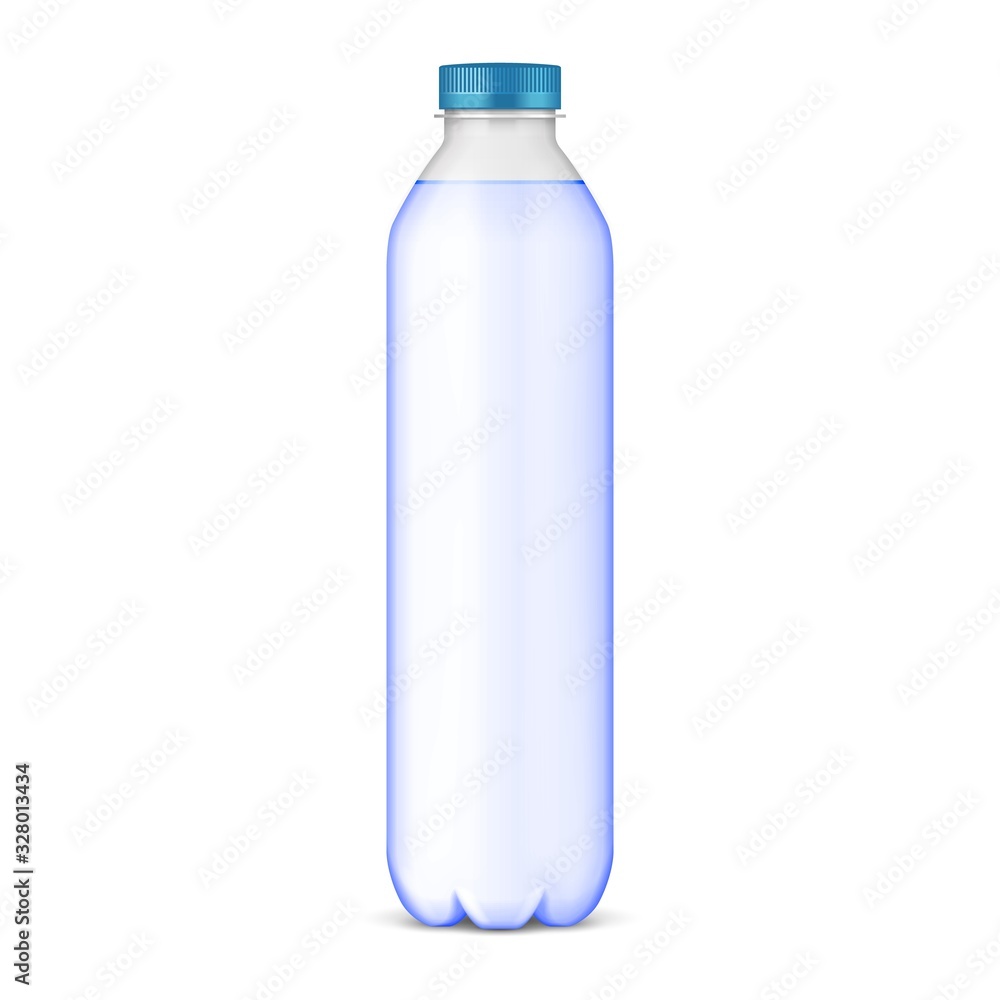Mockup Plastic Clean Bottle Full, Filled With Blue Cap. Soft Drink. Disposaple. Mock Up Template. Illustration Isolated On White Background. Ready For Your Design. Product Packaging. Vector EPS10 Mockup Plastic Clean Bottle Full, Filled With Blue Cap. Soft Drink. Disposaple. Mock Up Template. Illustration Isolated On White Background. Ready For Your Design. Product Packaging. Vector EPS10
