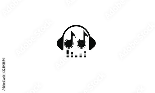 Fototapeta Naklejka Na Ścianę i Meble -  music logos with tones, headsets and equalizers form people's silhouettes
