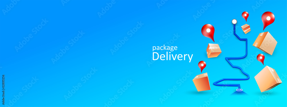 Online delivery package tracking on map application by smartphone. Vector illustration Online delivery package tracking on map application by smartphone. Vector illustration