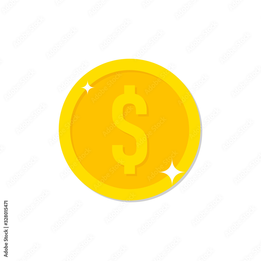 Coin icon vector illustration. Money design. Gold dollar flat symbol Coin icon vector illustration. Money design. Gold dollar flat symbol