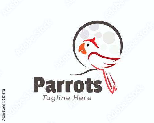 Line art outline parrot logo design inspiration