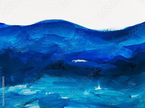 Abstract blue art painting background. Modern art. Contemporary art 