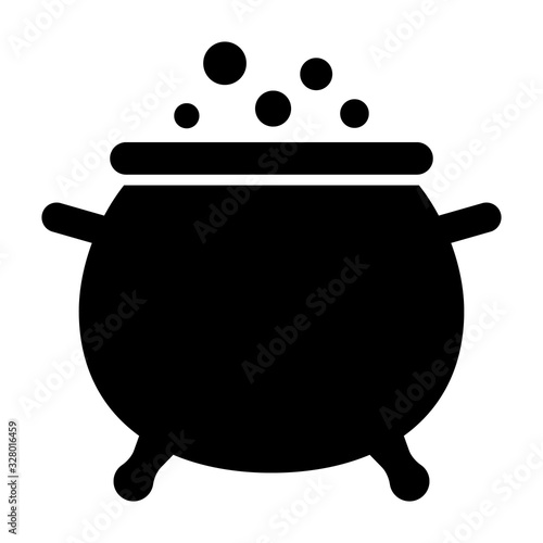 Cauldron / caldron cooking pot with bubbles flat vector icon for games and websites