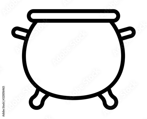 Cauldron / caldron cooking pot line art vector icon for games and websites