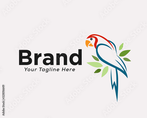colorful drawing parrot logo design inspiration