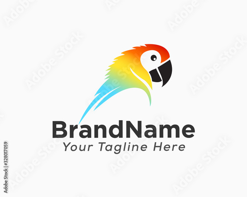 Elegant color parrot half body view logo design inspiration