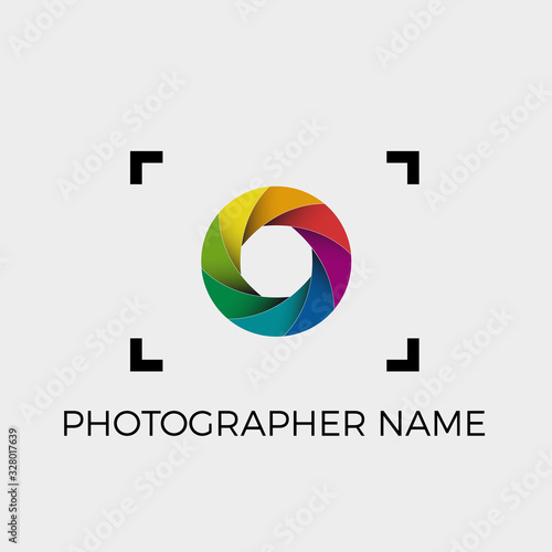 Vector logo photographer, colorful diaphragm of the lens.