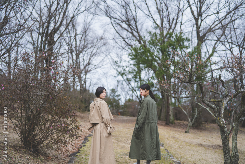 梅と女性 梅と女性