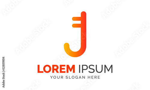 Letter J Key Security Abstract Vector Graphic Elements Logo Template