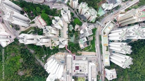 Aerial view of mega Residential towers in Hong Kong.