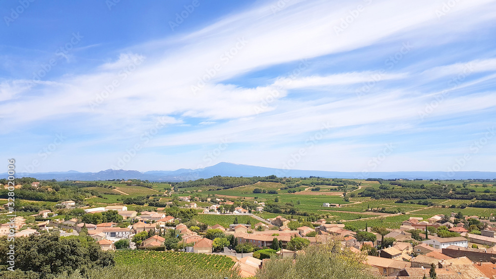 Aerial view of Chateauneuf du Pape, southeastern France