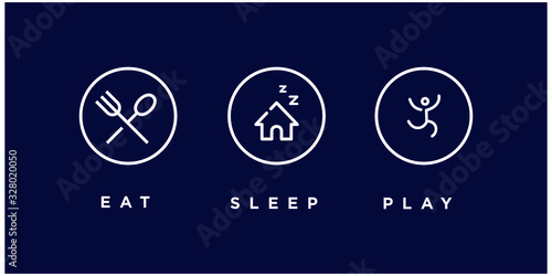 eat sleep play run icon logo Vector illustration in trendy linear line outline style