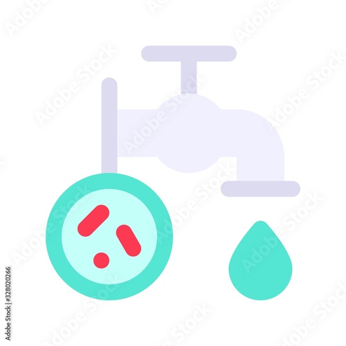 virus transmission related purring water drop from faucet vector in flat design,