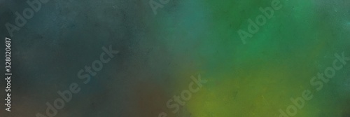 dark slate gray, sea green and dark olive green colored vintage abstract painted background with space for text or image. can be used as horizontal background texture