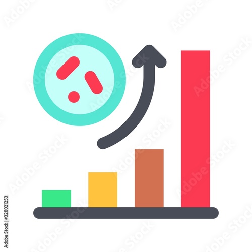 virus transmission related diagram with increase virus and arrow sign vector in flat design,