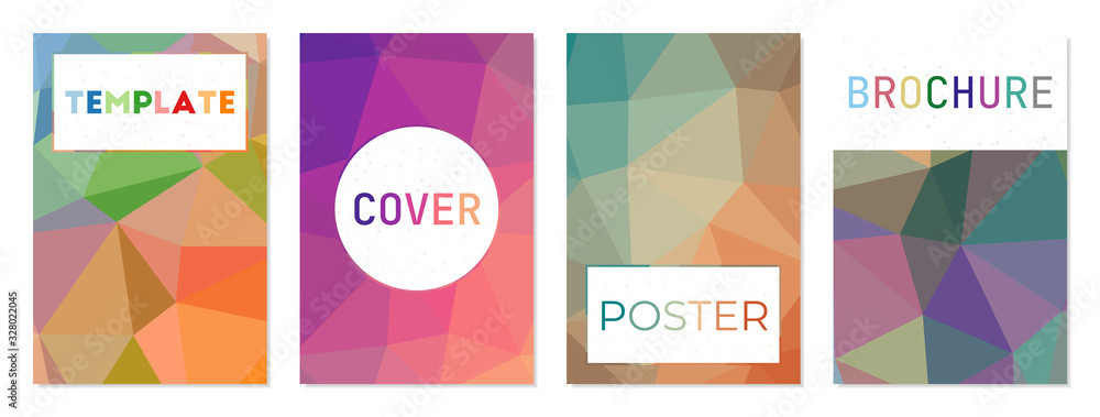 Naklejka premium Collection of geometric covers. Can be used as cover, banner, flyer, poster, business card, brochure. Awesome geometric background collection. Vibrant vector illustration.