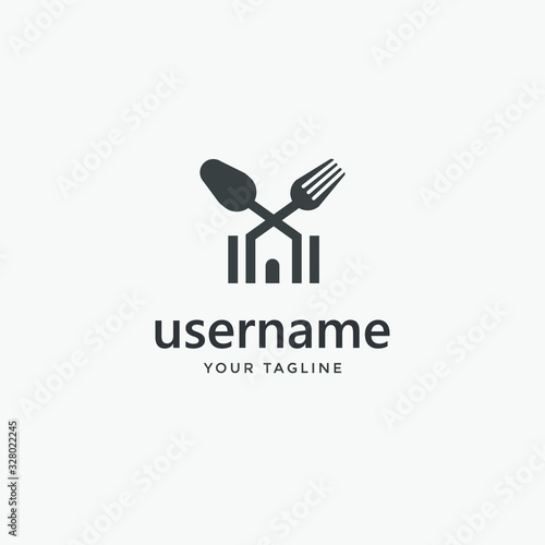 restaurant logo template design consist of fork and spoon icon