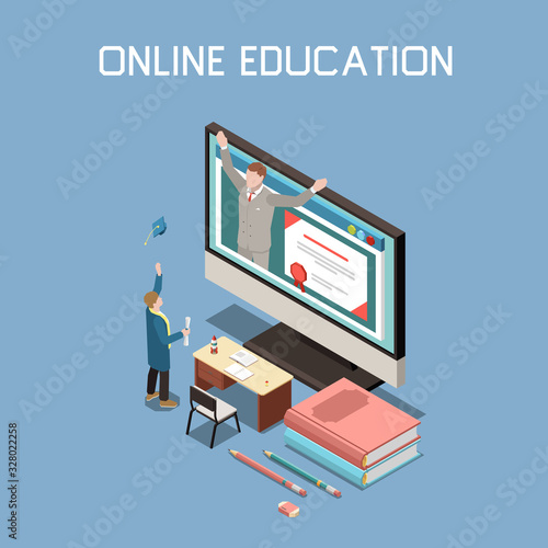 Online Education Isometric Composition