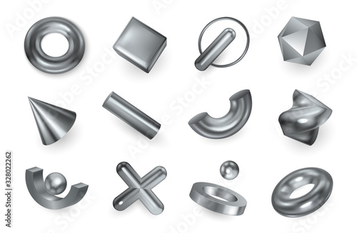 Geometric Shapes Silver Set 