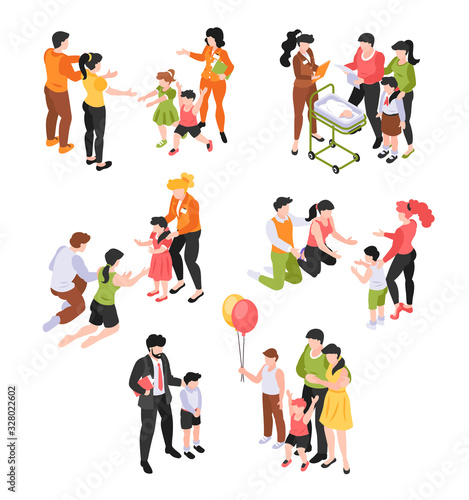 Isometric Adoption Icon Set