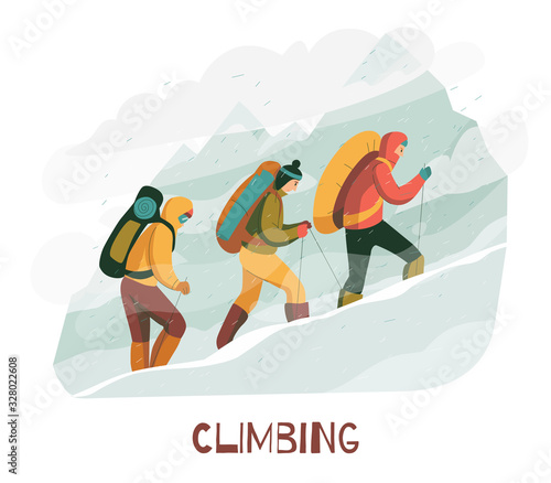 Mountains Climbing Camping Composition 