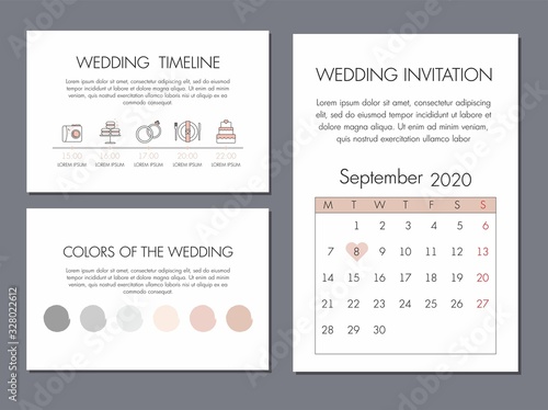 Wedding cards template. Simple illustration.