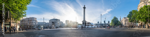Panoramic view of the Trafalgar Square in London